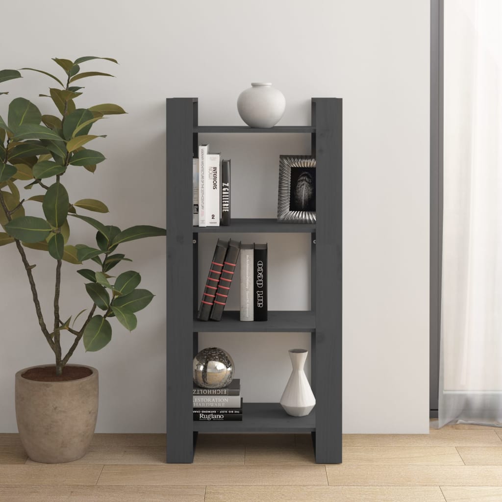 foto del prodotto libreria divisorio grigio 60x35x125 cm legno massello