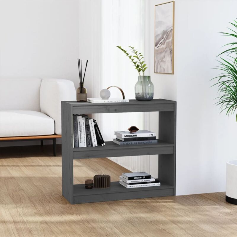 foto del prodotto libreria divisorio grigio 80x30x71,5 cm legno massello di pino vidaxl