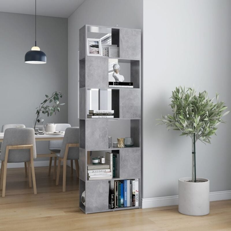 foto del prodotto libreria divisorio grigio cemento 60x24x186 cm in truciolato vidaxl 140039