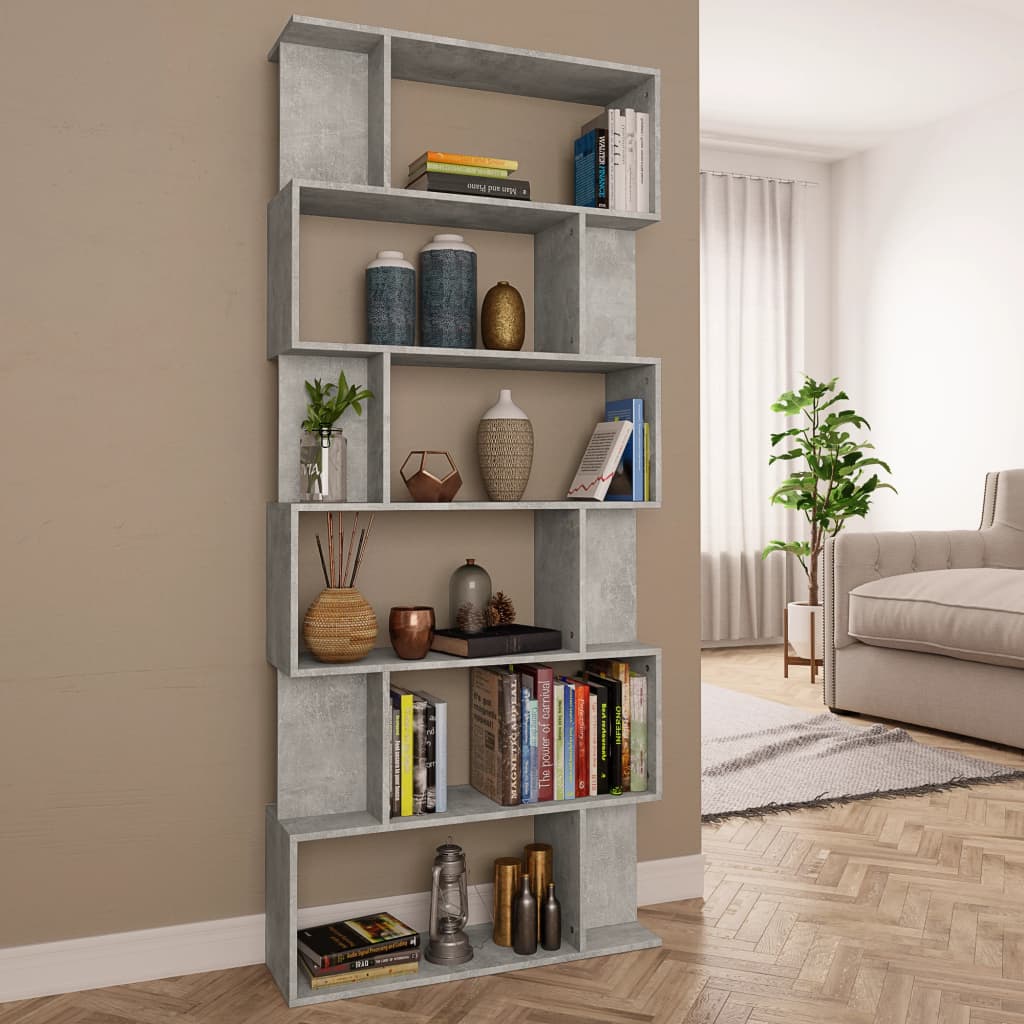 foto del prodotto libreria divisorio grigio cemento 80x24x192 cm in truciolato