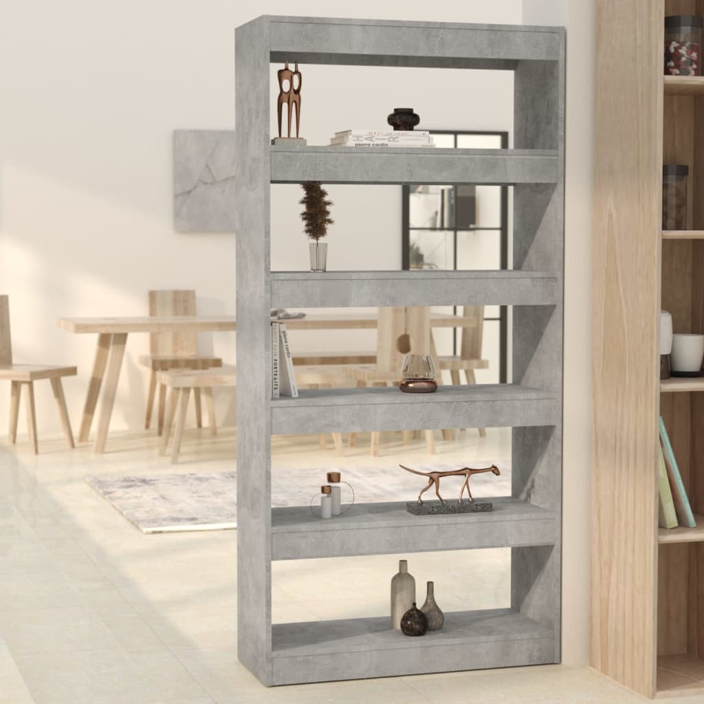 foto del prodotto libreria divisorio grigio cemento 80x30x166 cm in truciolato