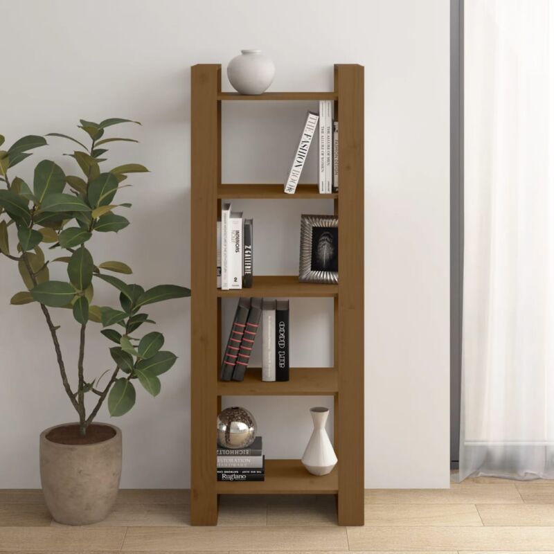 foto del prodotto libreria divisorio marrone ambra 60x35x160 cm legno massello vidaxl 333286