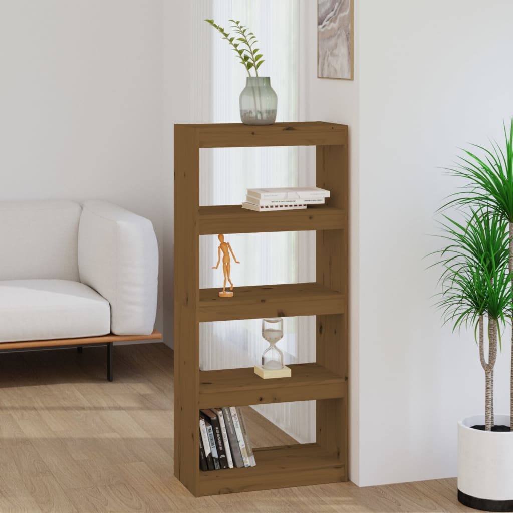 foto del prodotto libreria divisorio miele 60x30x135,5 cm legno massello di pino