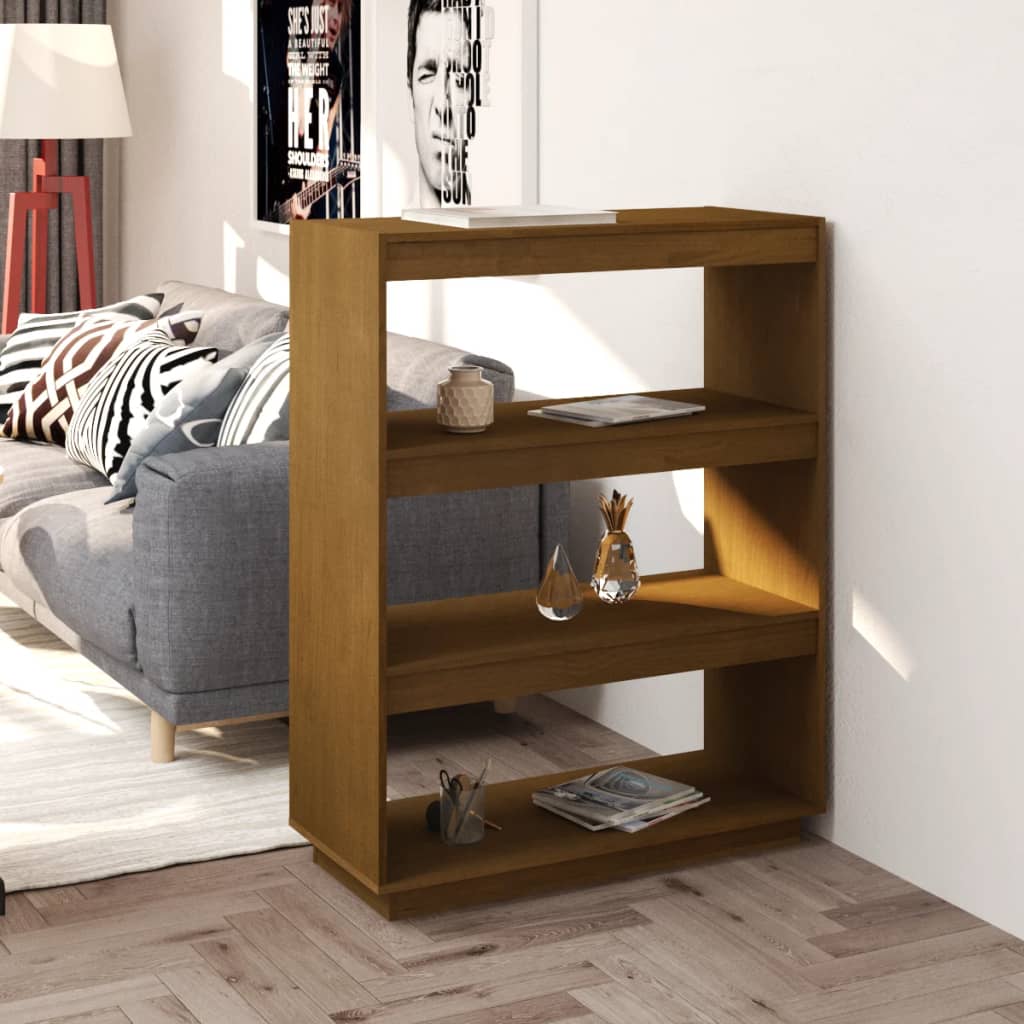 foto del prodotto libreria divisorio miele 80x35x103 cm in legno massello di pino cod mxl 17297