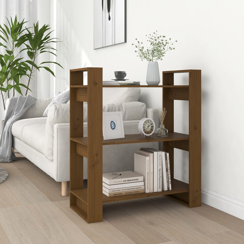 foto del prodotto libreria divisorio miele 80x35x91 cm legno massello cod mxl 10116