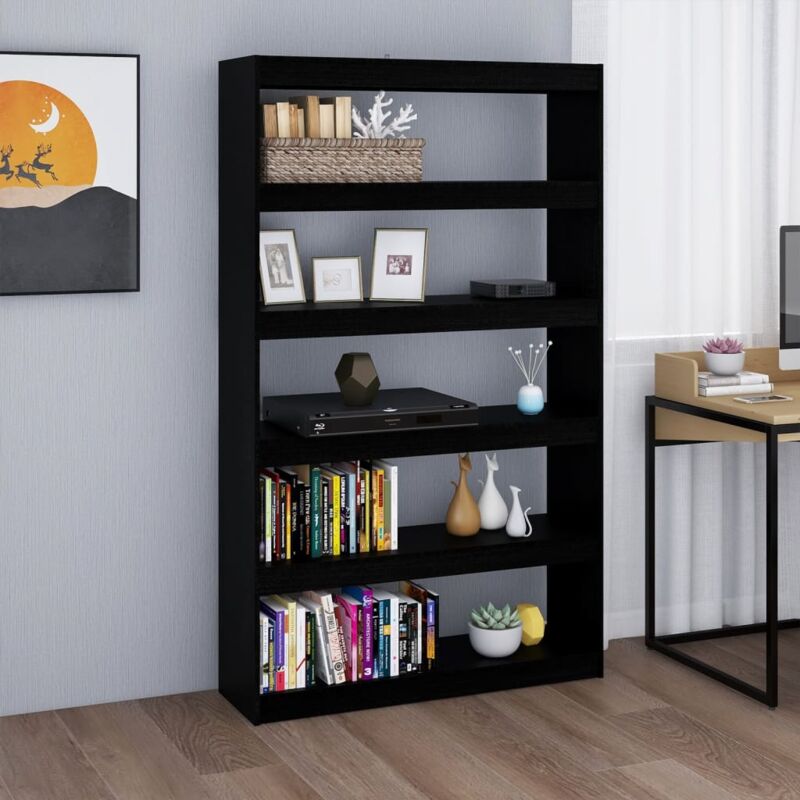 foto del prodotto libreria divisorio nero 100x30x167,5 cm in legno di pino vidaxl 375976