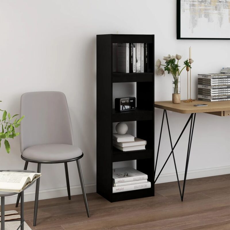 foto del prodotto libreria divisorio nero 40x30x135,5 cm in legno massello di pino vidaxl