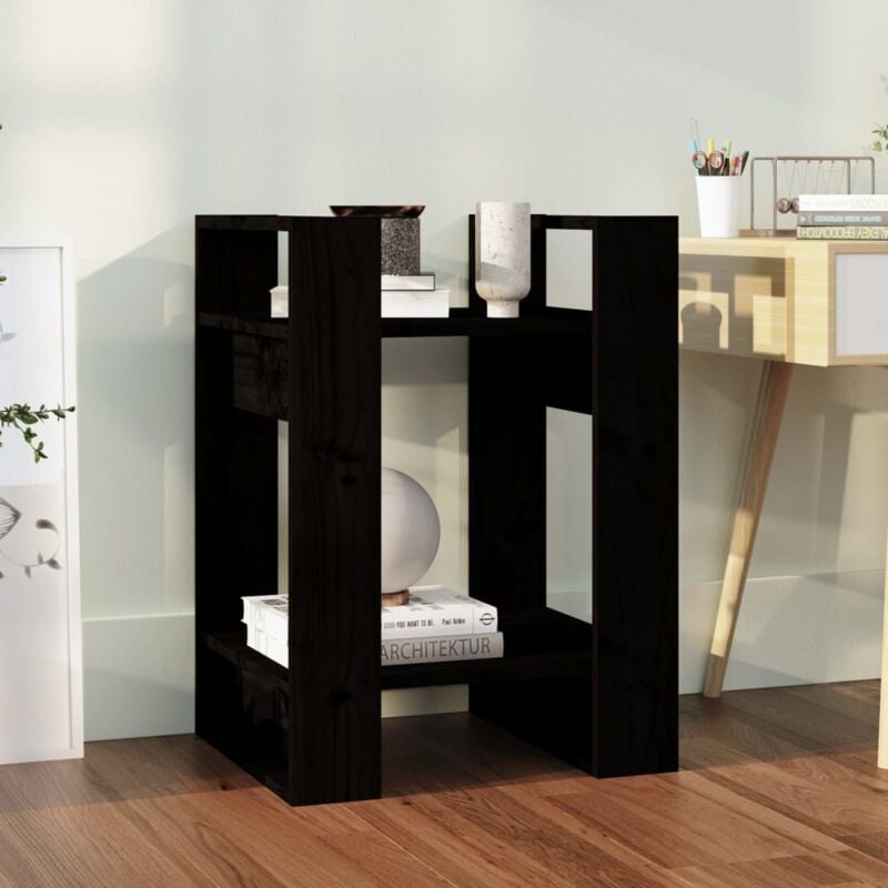 foto del prodotto libreria divisorio nero 41x35x57 cm in legno massello di pino vidaxl
