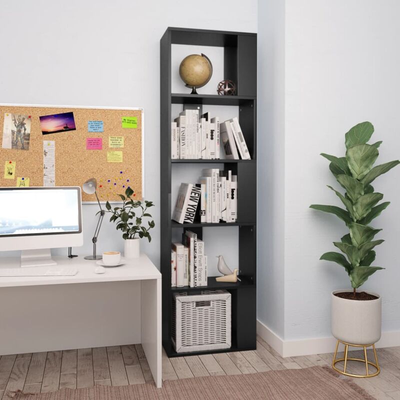foto del prodotto libreria divisorio nero 45x24x159 cm in legno multistrato vidaxl
