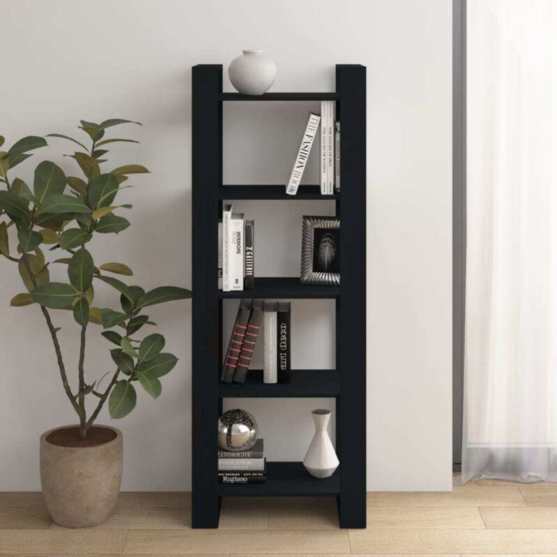 foto del prodotto libreria divisorio nero 60x35x160 cm legno massello vidaxl 345950