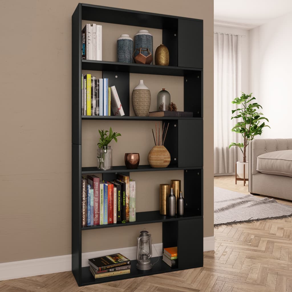 foto del prodotto libreria divisorio nero 80x24x159 cm in truciolato cod mxl 64638