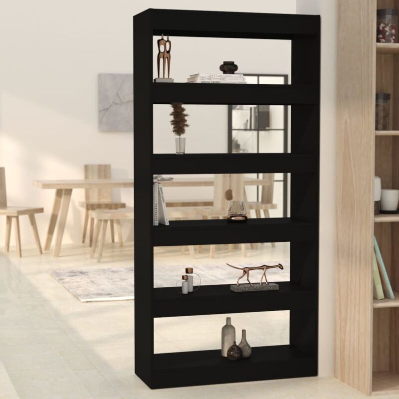 foto del prodotto libreria divisorio nero 80x30x166 cm in truciolato vidaxl 524330
