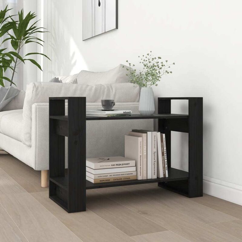 foto del prodotto libreria divisorio nero 80x35x56,5 cm in legno massello di pino vidaxl