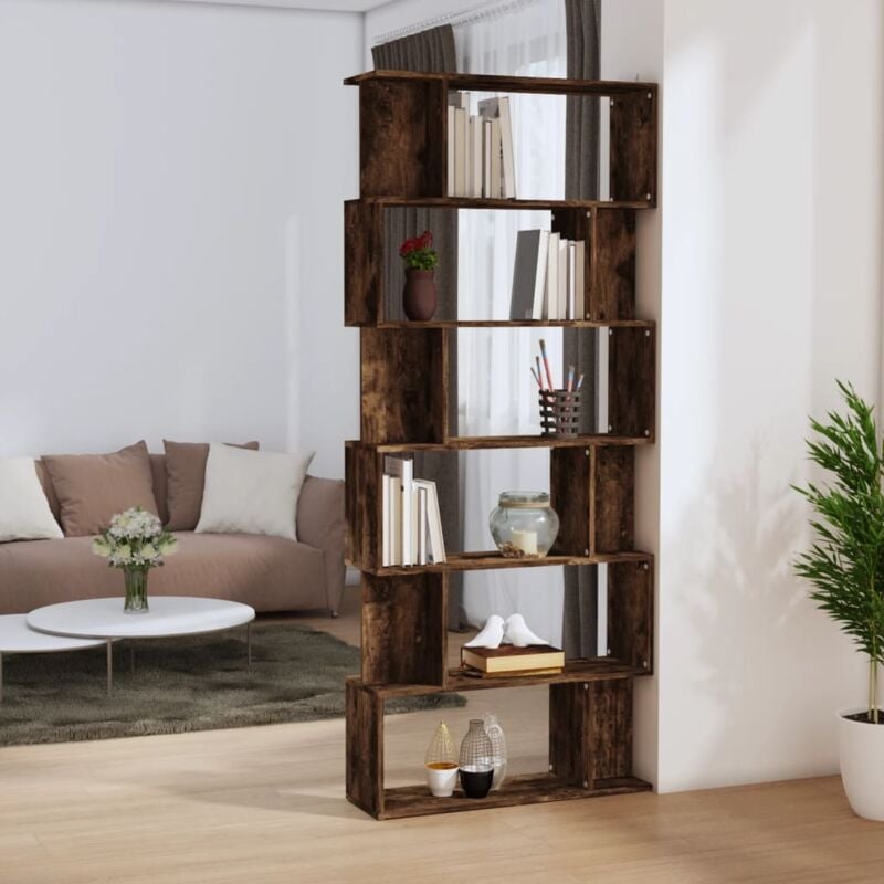 foto del prodotto libreria divisorio rovere fumo 80x24x192cm in legno multistrato