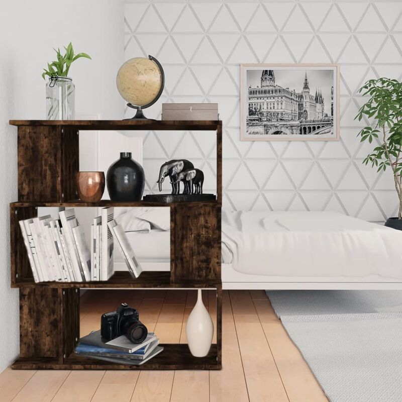 foto del prodotto libreria divisorio rovere fumo 80x24x96 cm in legno multistrato vidaxl