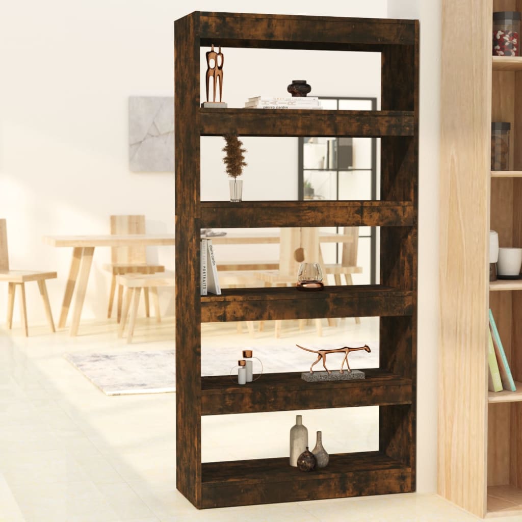 foto del prodotto libreria divisorio rovere fumo 80x30x166 cm in truciolato