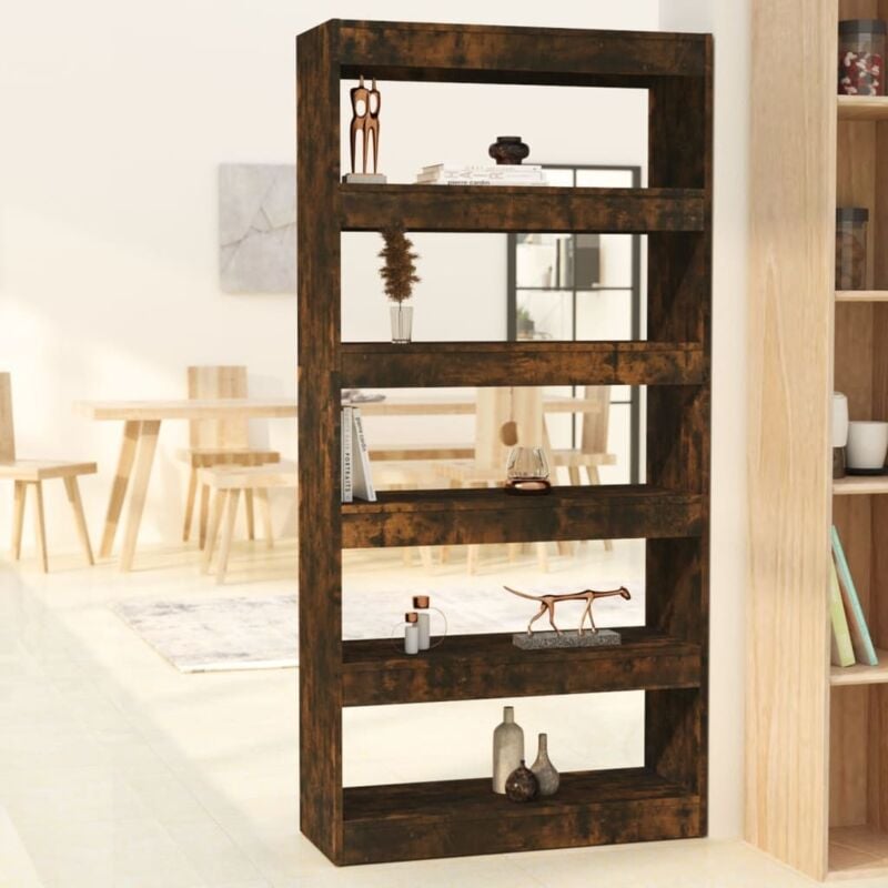 foto del prodotto libreria divisorio rovere fumo 80x30x166 cm in truciolato vidaxl