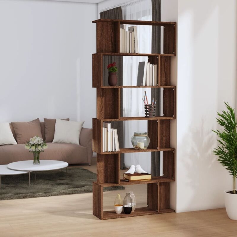 foto del prodotto libreria divisorio rovere marrone 80x24x192cm legno multistrato