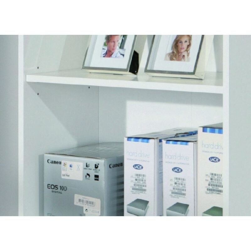 foto del prodotto libreria djame, scaffale da ufficio, mobile portalibri, biblioteca, 60x30 h180 cm, bianco - dmora