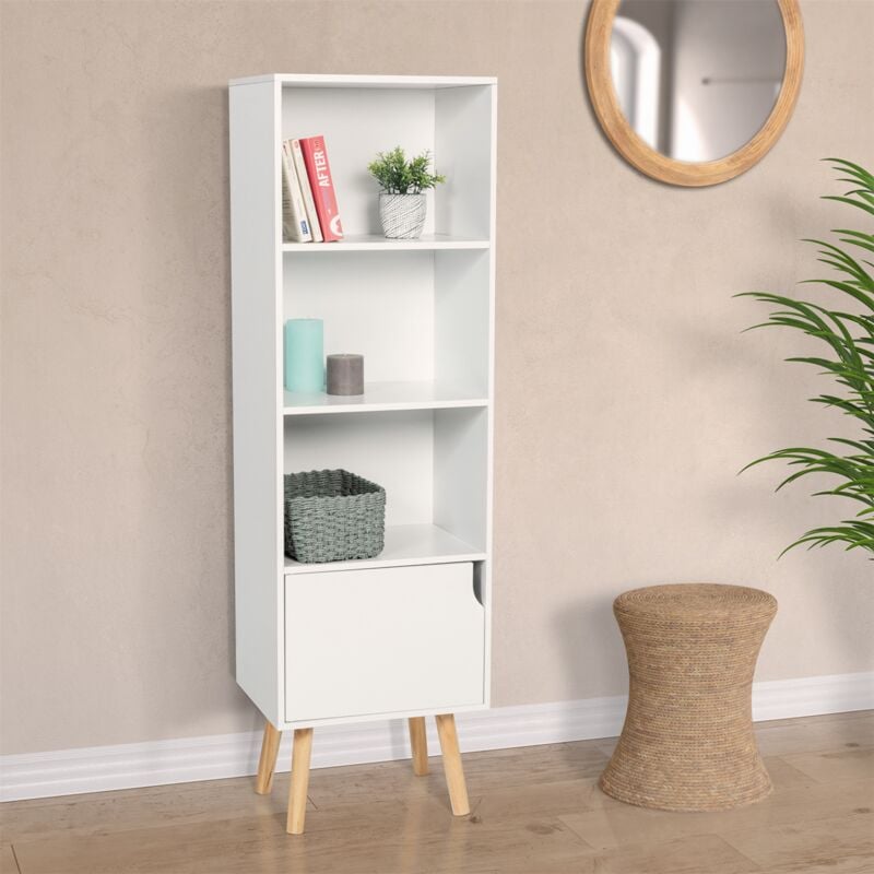 foto del prodotto libreria e scaffale in legno scandinavo, bianco emmie