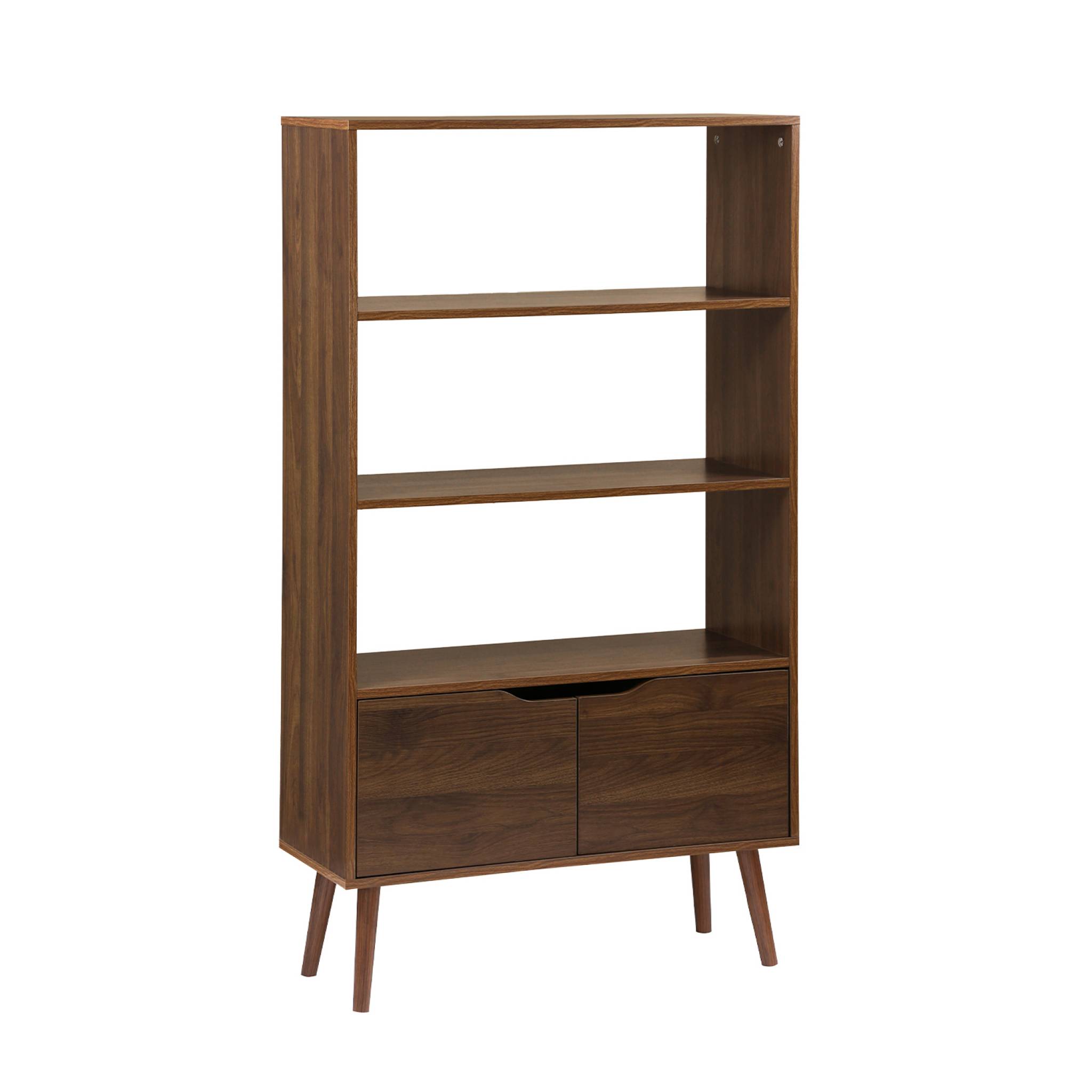 foto del prodotto libreria effetto noce, 2 ante e 3 livelli, noce