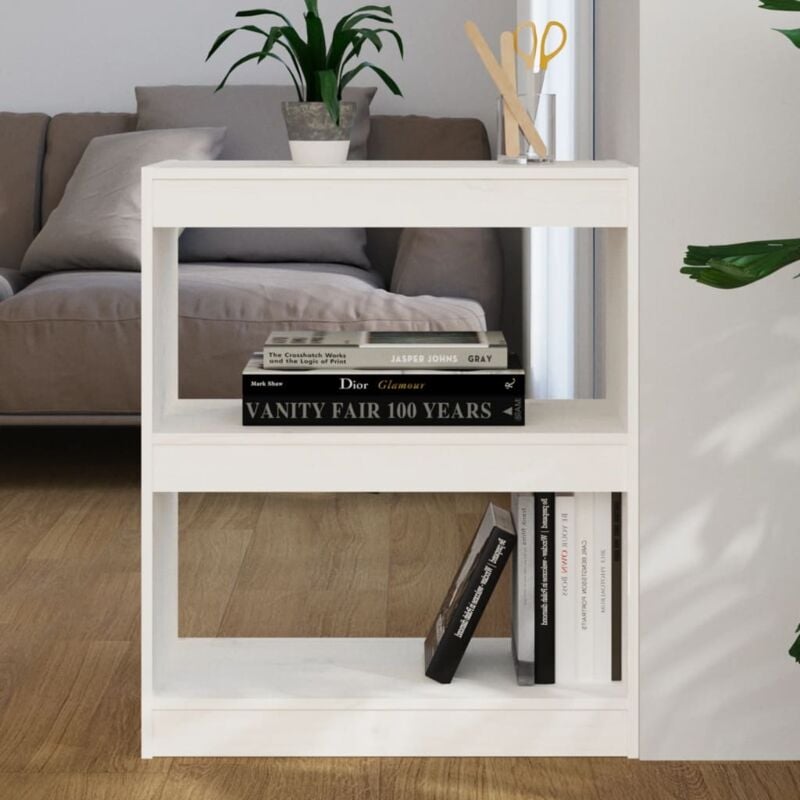 foto del prodotto libreria elegante e anticata da 2 ripiani in legno massello vari colori colore bianco
