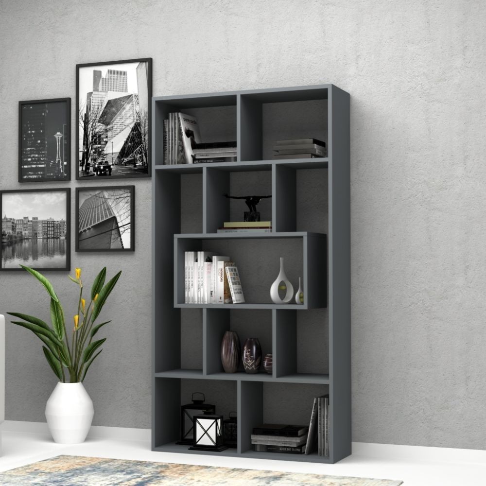 foto del prodotto libreria face 90x30x170h cm colore grigio cemento