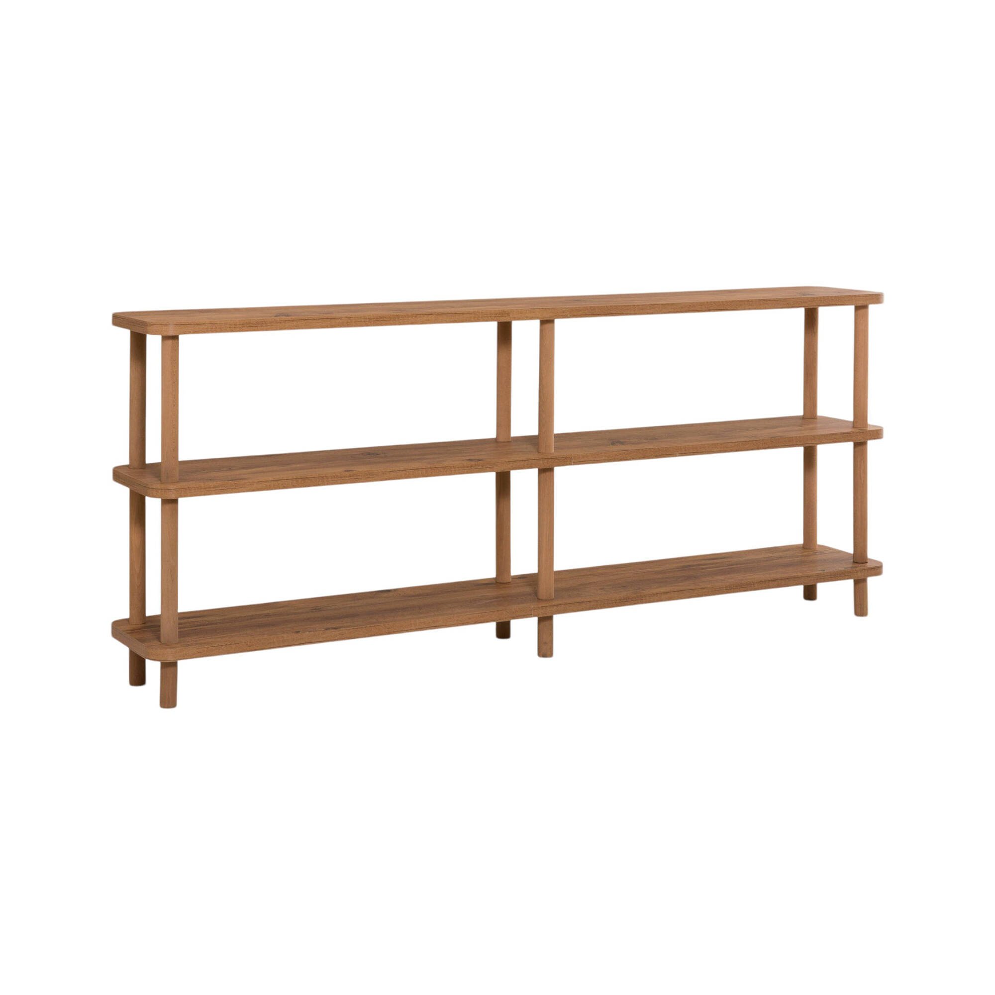 foto del prodotto libreria fulgence, scaffale da ufficio, mobile portalibri, biblioteca, 180x35 h75 cm, quercia