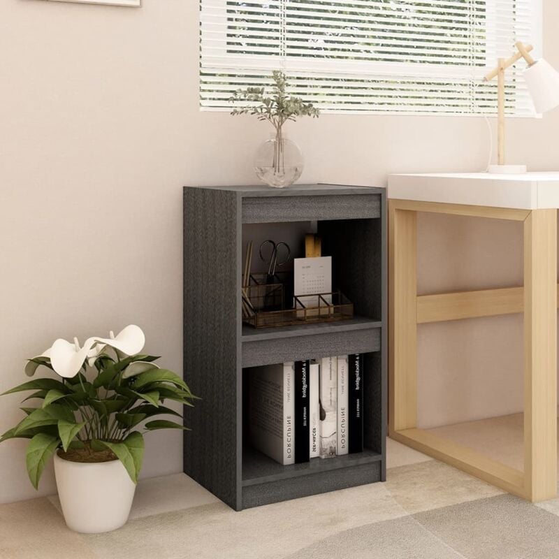 foto del prodotto libreria grigia 40x30x71,5 cm in legno massello di pino vidaxl