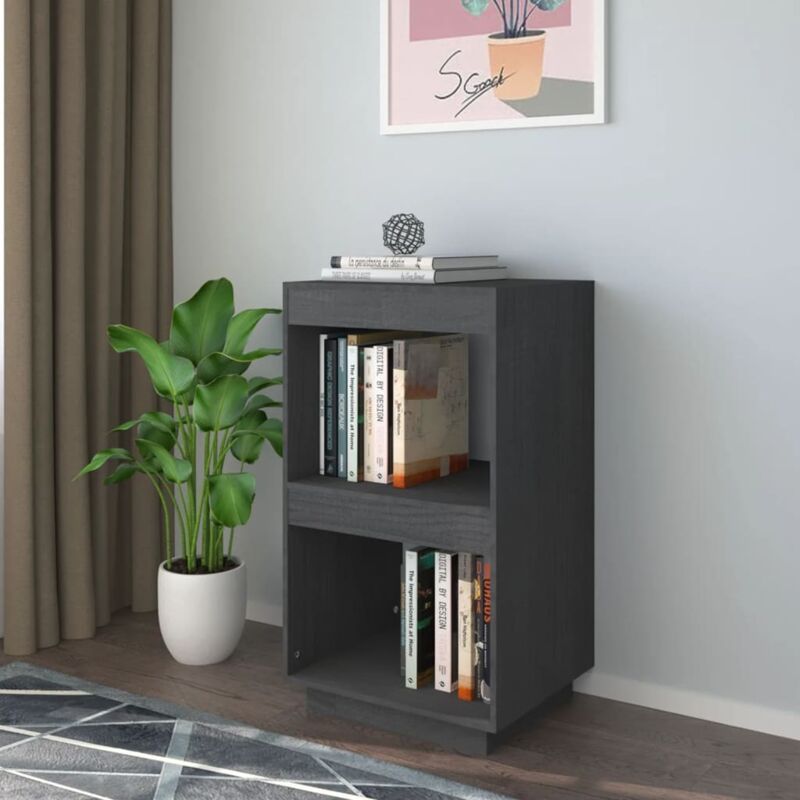 foto del prodotto libreria grigia 40x35x71 cm in legno massello di pino vidaxl