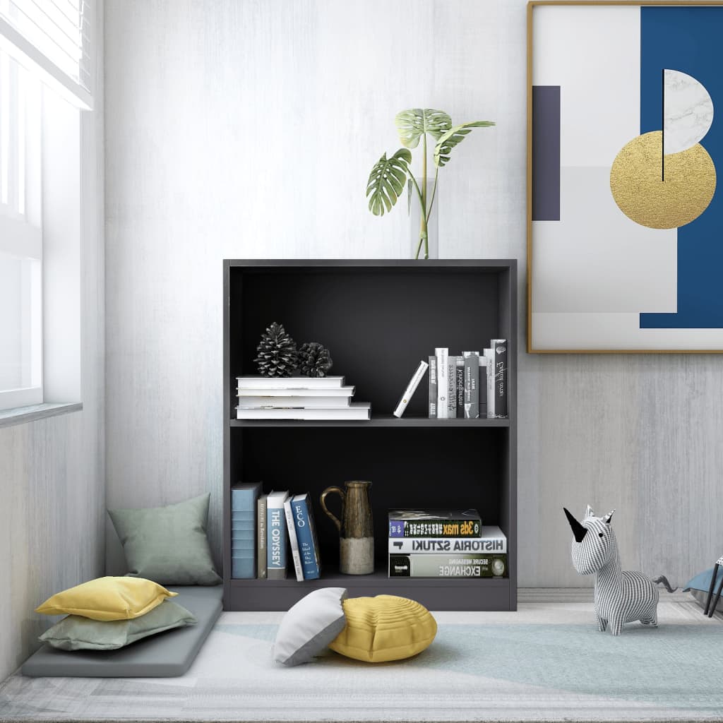 foto del prodotto libreria grigia 60x24x76 cm in legno multistrato vidaxl