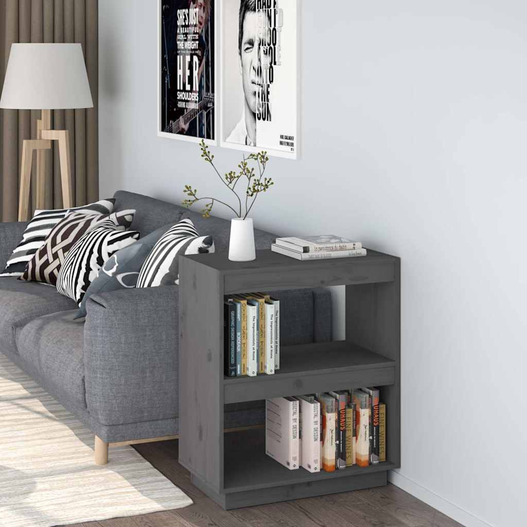 foto del prodotto libreria grigia 60x35x71 cm in legno massello di pino
