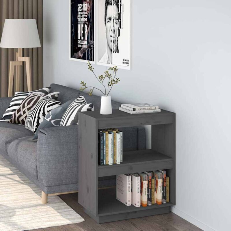 foto del prodotto libreria grigia 60x35x71 cm in legno massello di pino - vidaxl