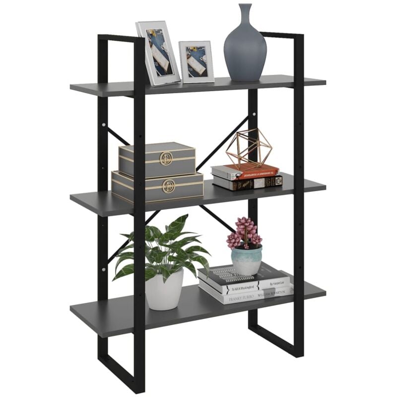 foto del prodotto libreria grigia 80x30x105 cm in legno multistrato vidaxl