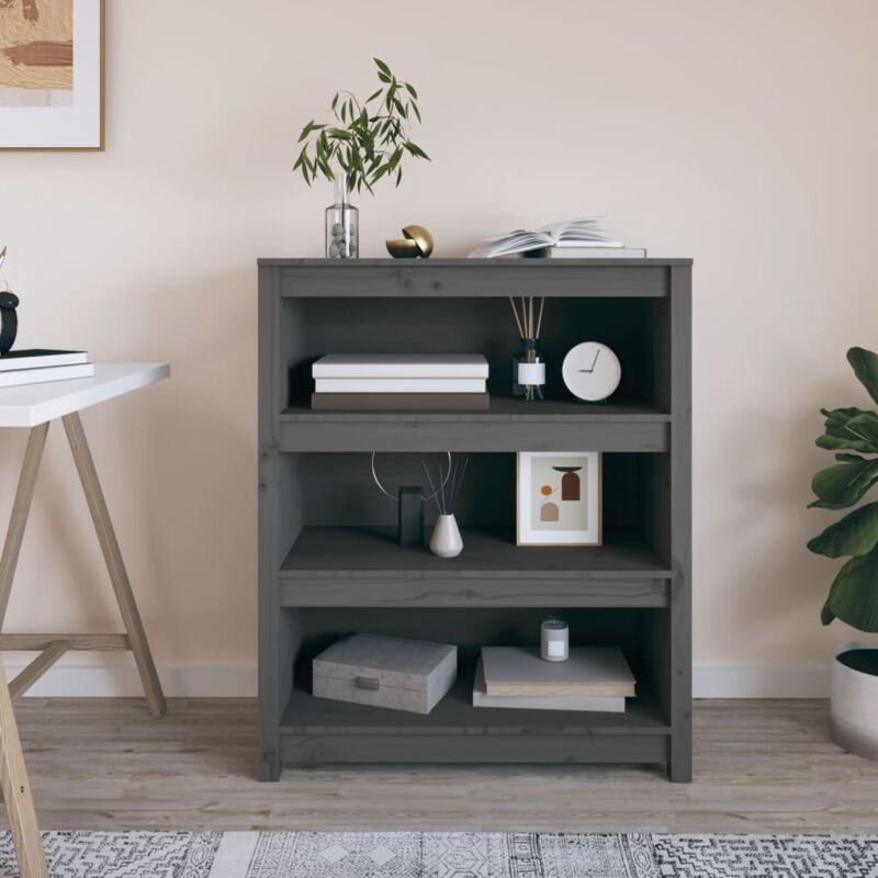 foto del prodotto libreria grigia 80x35x97 cm in legno massello di pino vidaxl 616567