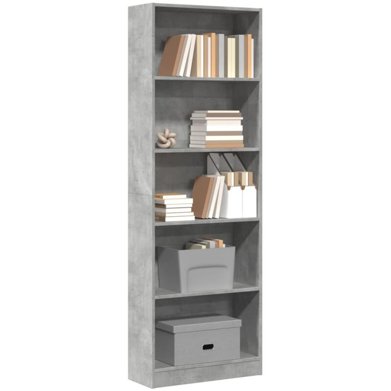 foto del prodotto libreria grigio cemento 60x24x176 cm in legno multistrato vidaxl
