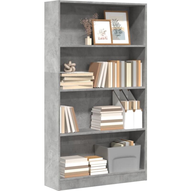 foto del prodotto libreria grigio cemento 80x24x143 cm in legno multistrato vidaxl