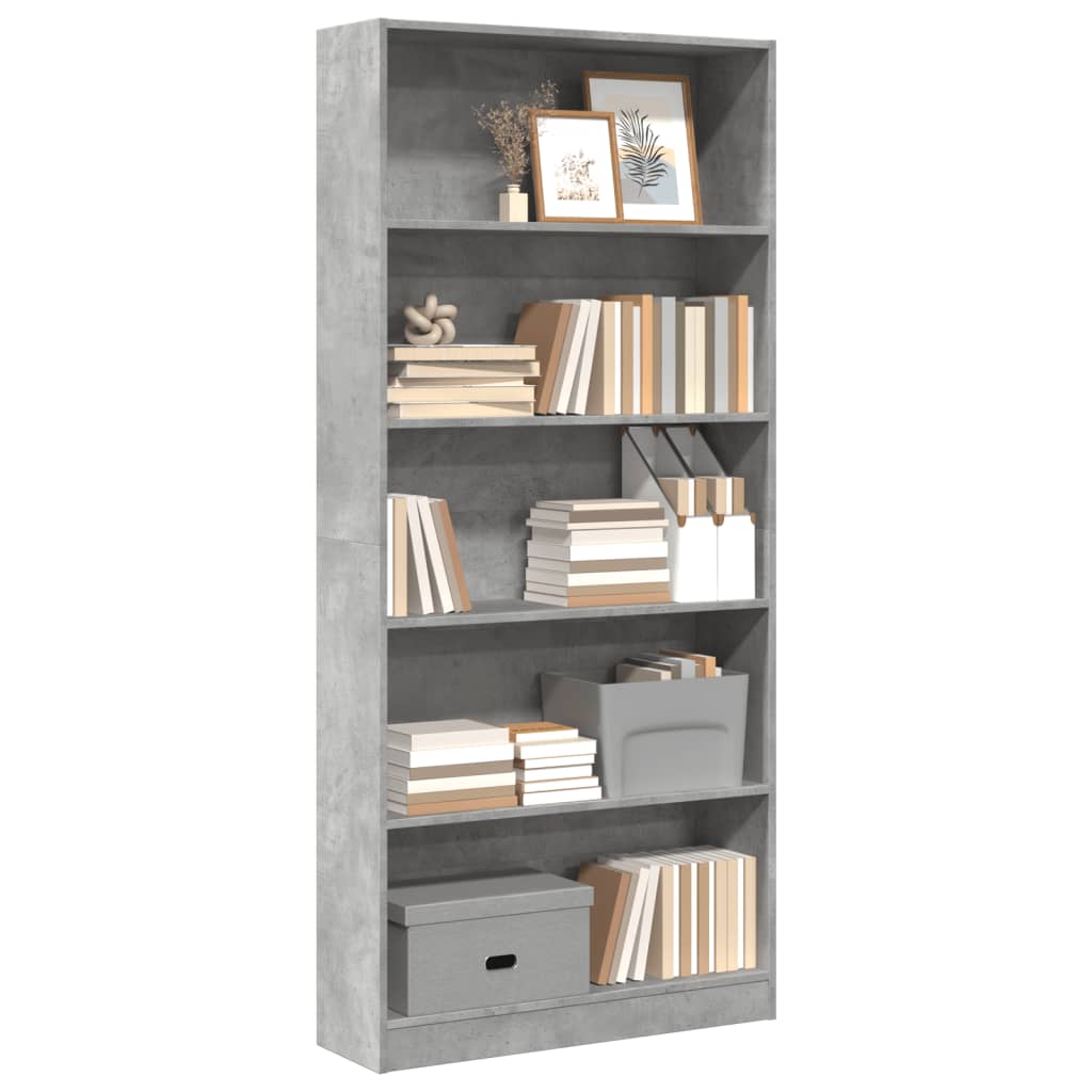 foto del prodotto libreria grigio cemento 80x24x176 cm in legno multistrato