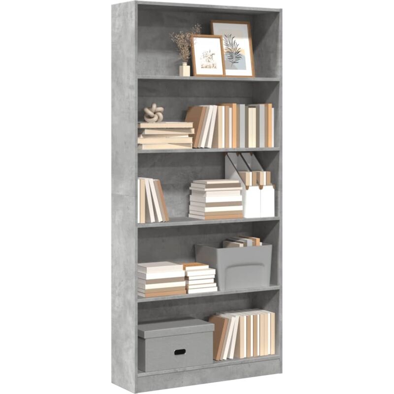 foto del prodotto libreria grigio cemento 80x24x176 cm in legno multistrato vidaxl
