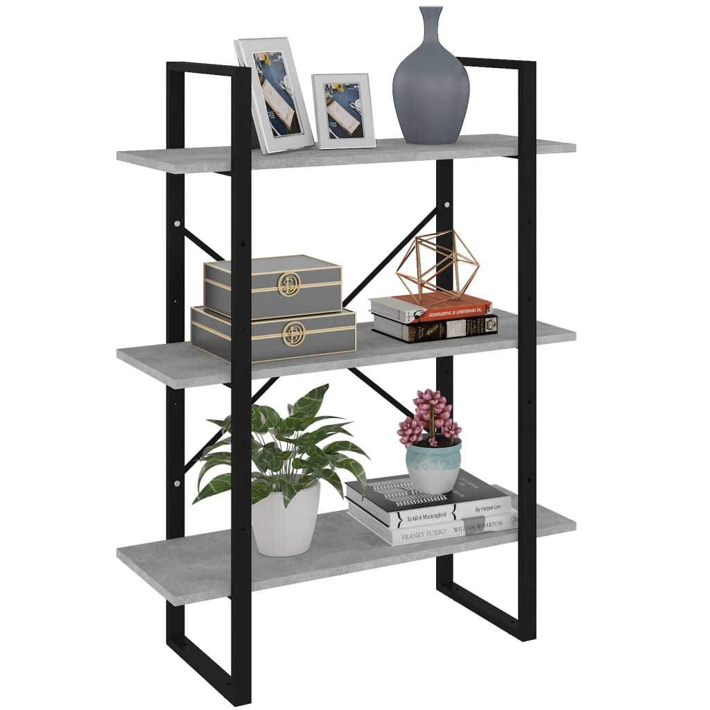 foto del prodotto libreria grigio cemento 80x30x105 cm in truciolato cod mxl 23630