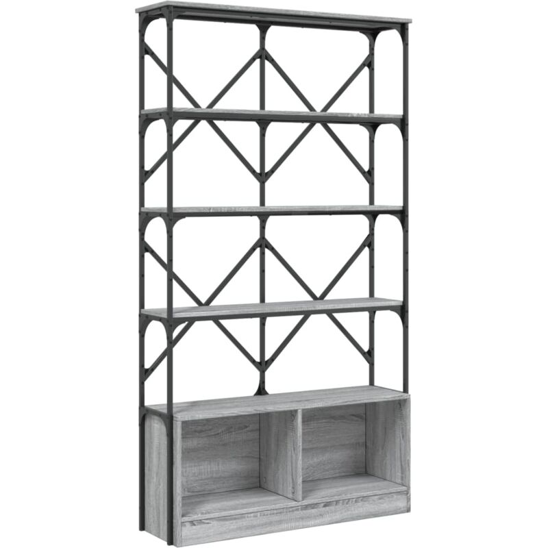 foto del prodotto libreria grigio sonoma 100x26x180cm legno multistrato e metallo vidaxl