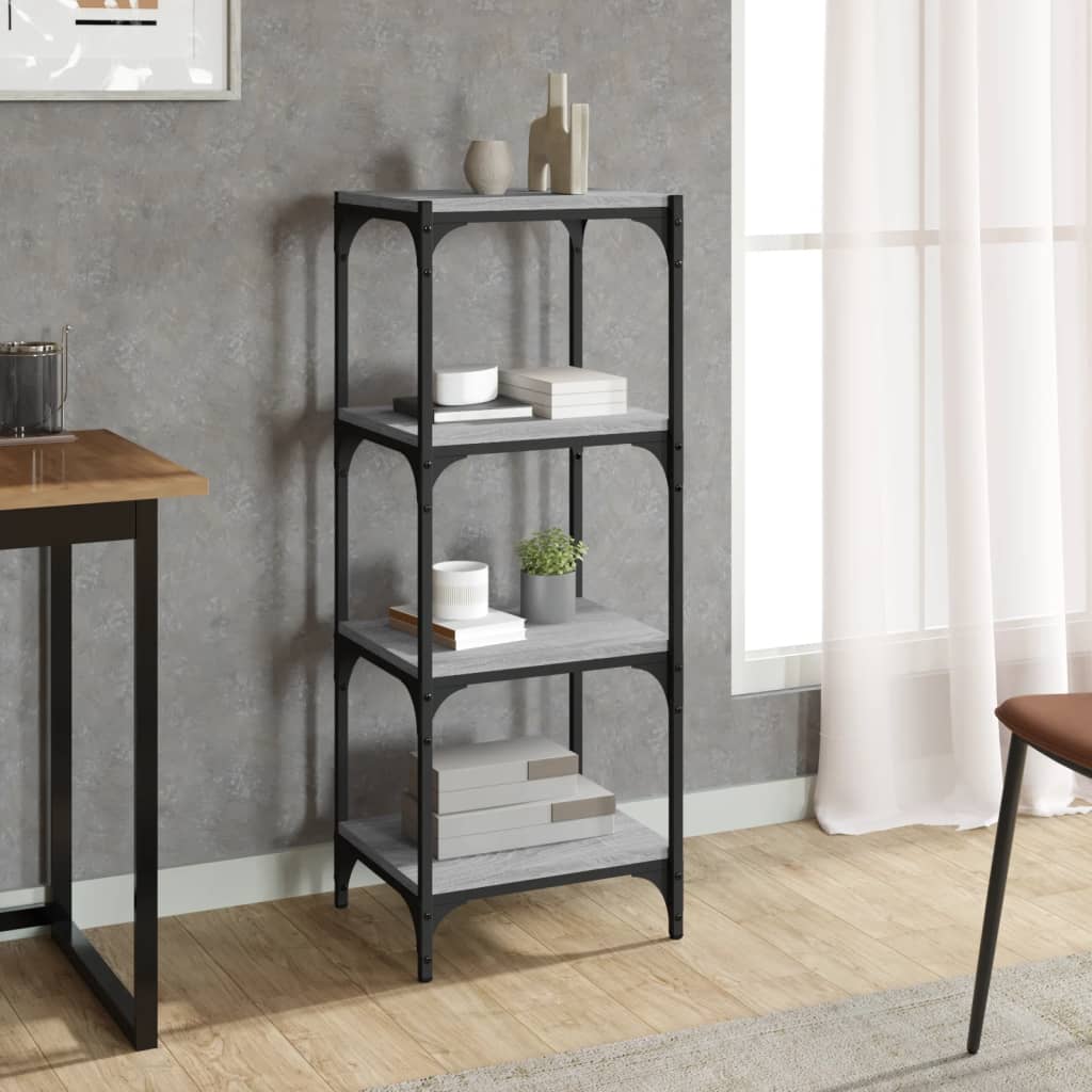 foto del prodotto libreria grigio sonoma 40x33x100 cm legno multistrato e acciaio