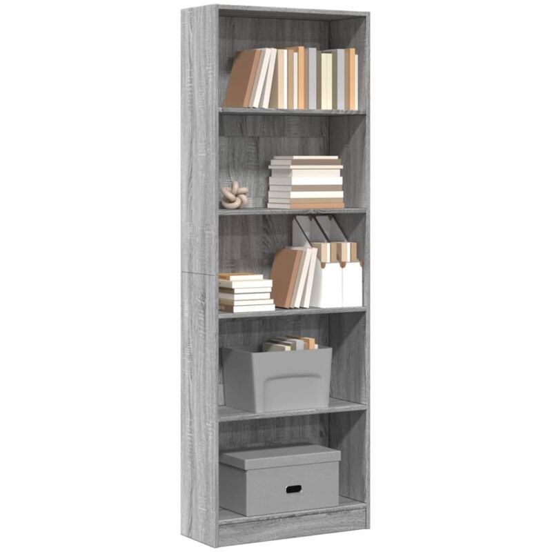 foto del prodotto libreria grigio sonoma 60x24x176 cm in legno multistrato vidaxl