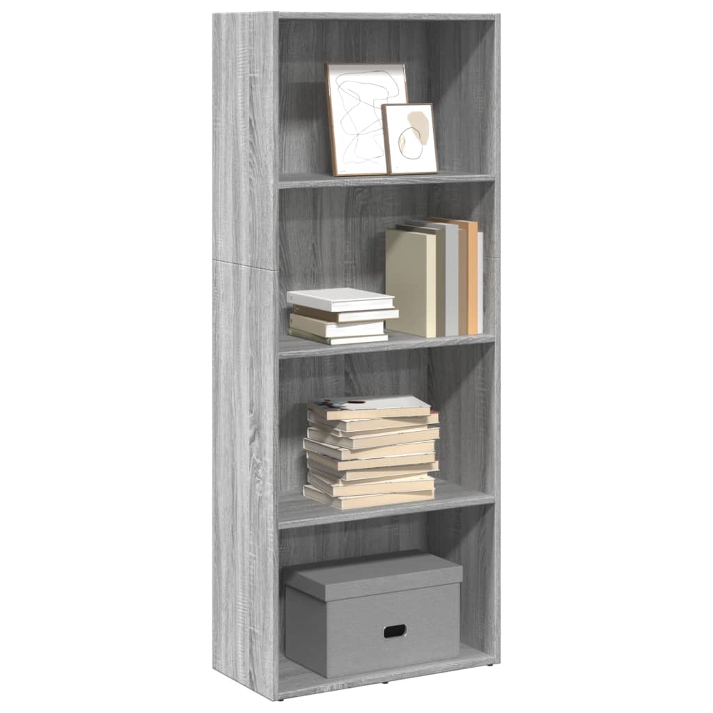 foto del prodotto libreria grigio sonoma 60x30x152 cm in legno multistrato