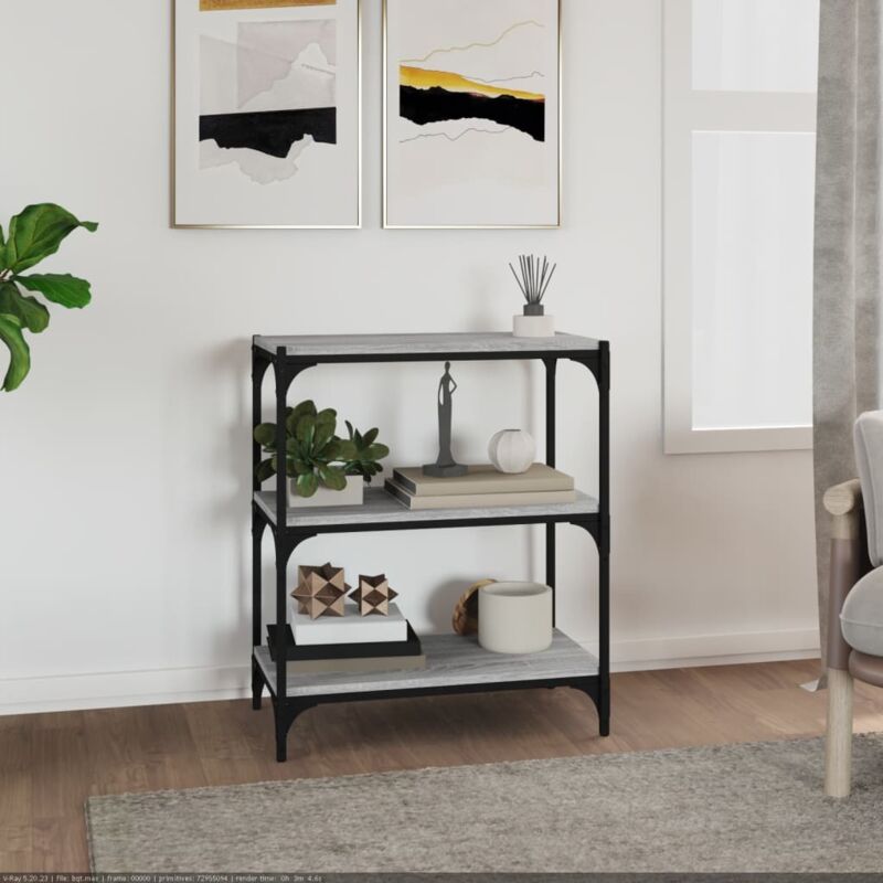 foto del prodotto libreria grigio sonoma 60x33x70,5cm legno multistrato e acciaio vidaxl