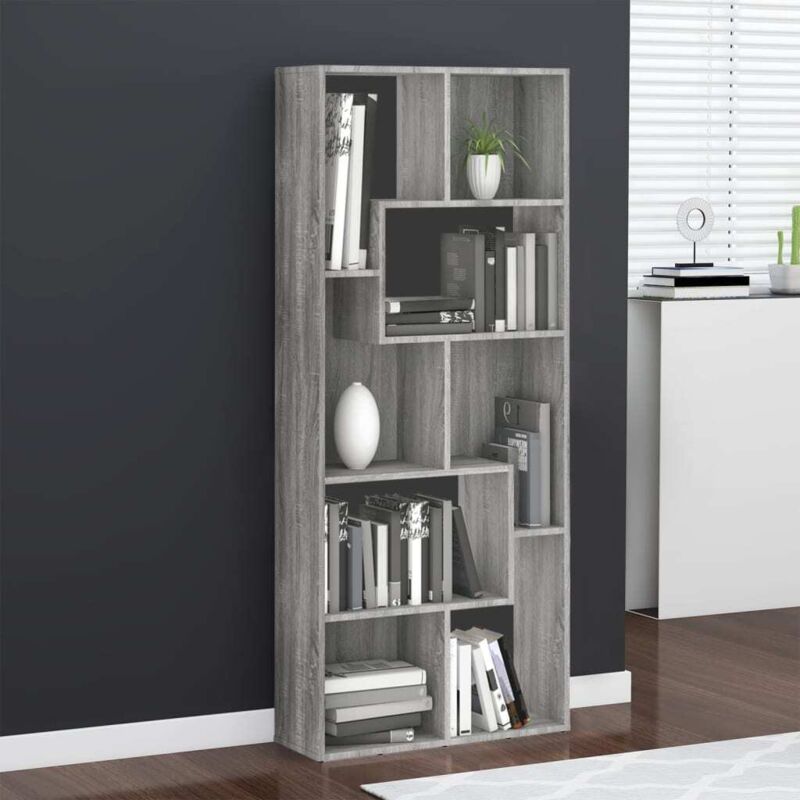 foto del prodotto libreria grigio sonoma 67x24x161 cm in legno ingegnerizzato