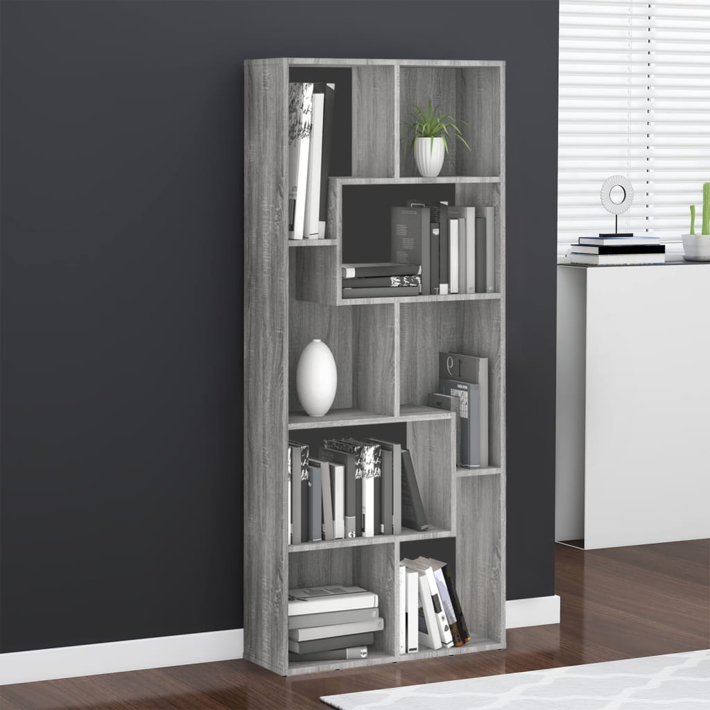 foto del prodotto libreria grigio sonoma 67x24x161 cm in legno ingegnerizzato vidaxl