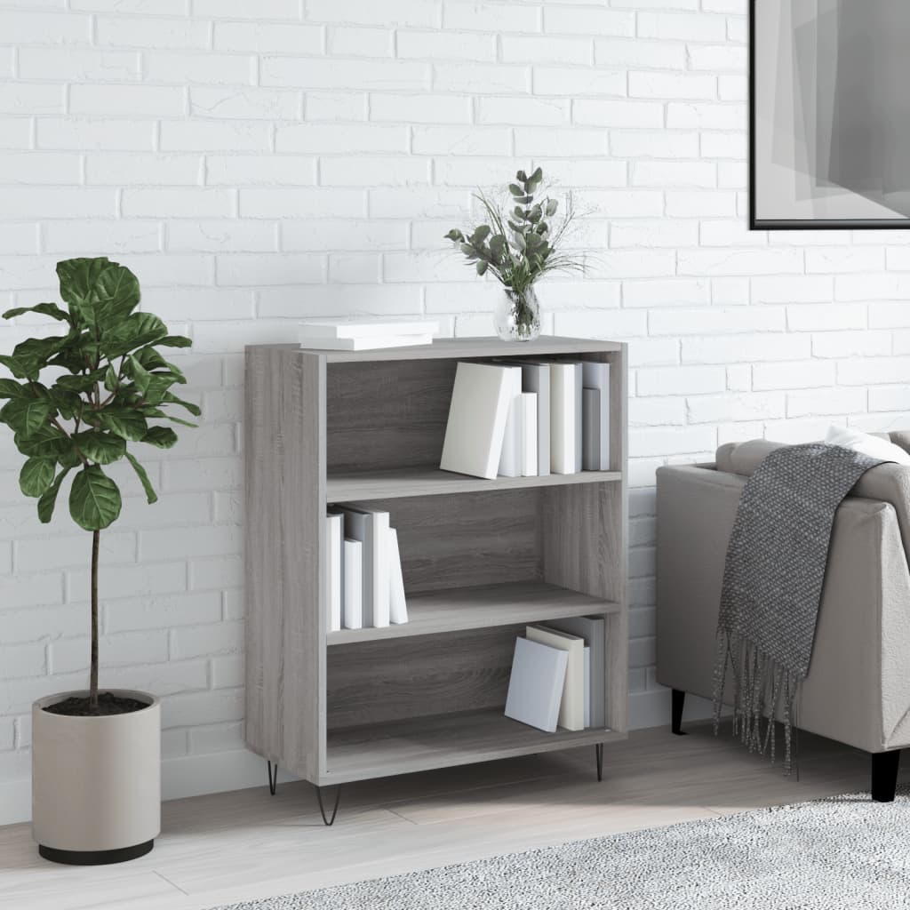 foto del prodotto libreria grigio sonoma 69,5x32,5x90 cm in legno multistrato