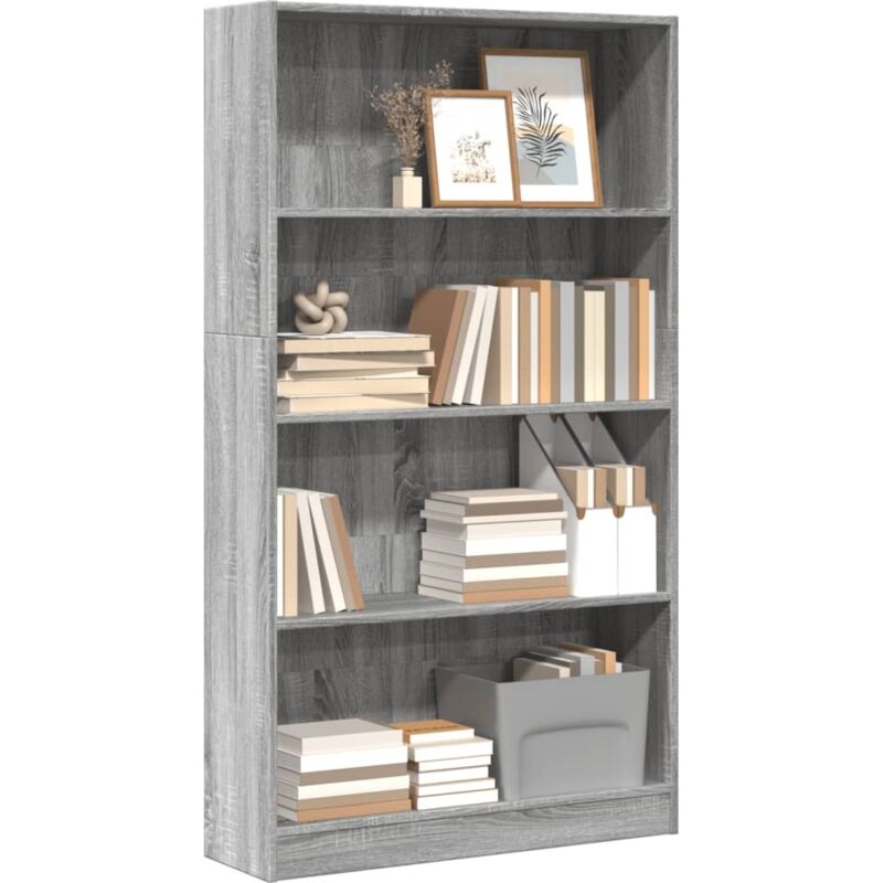 foto del prodotto libreria grigio sonoma 80x24x143 cm in legno multistrato vidaxl