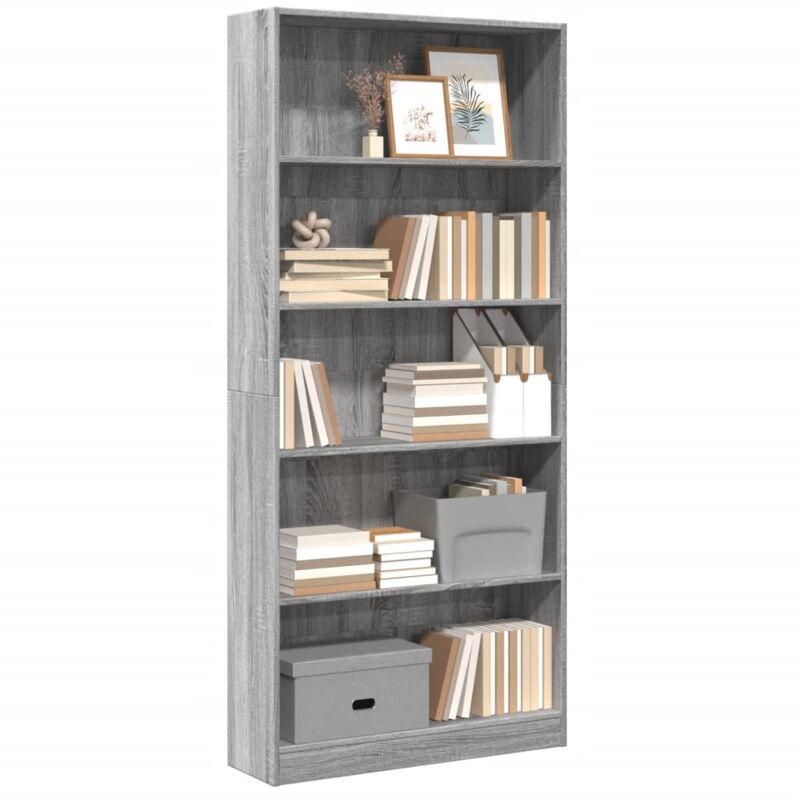 foto del prodotto libreria grigio sonoma 80x24x176 cm in legno multistrato vidaxl